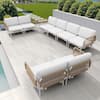 Crestlive Products 8-Piece Rattan Aluminum Outdoor Sectional Set with Beige Cushions CL-SF012BEI-8