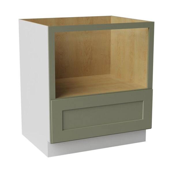30 in. W x 24 in. D x 34.5 in. H Ready to Assemble Solid Wood Shaker Base Microwave Kitchen Cabinet in Sage Green