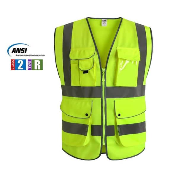 G & F Products Large Yellow 7-Pockets Class 2 High Visibility