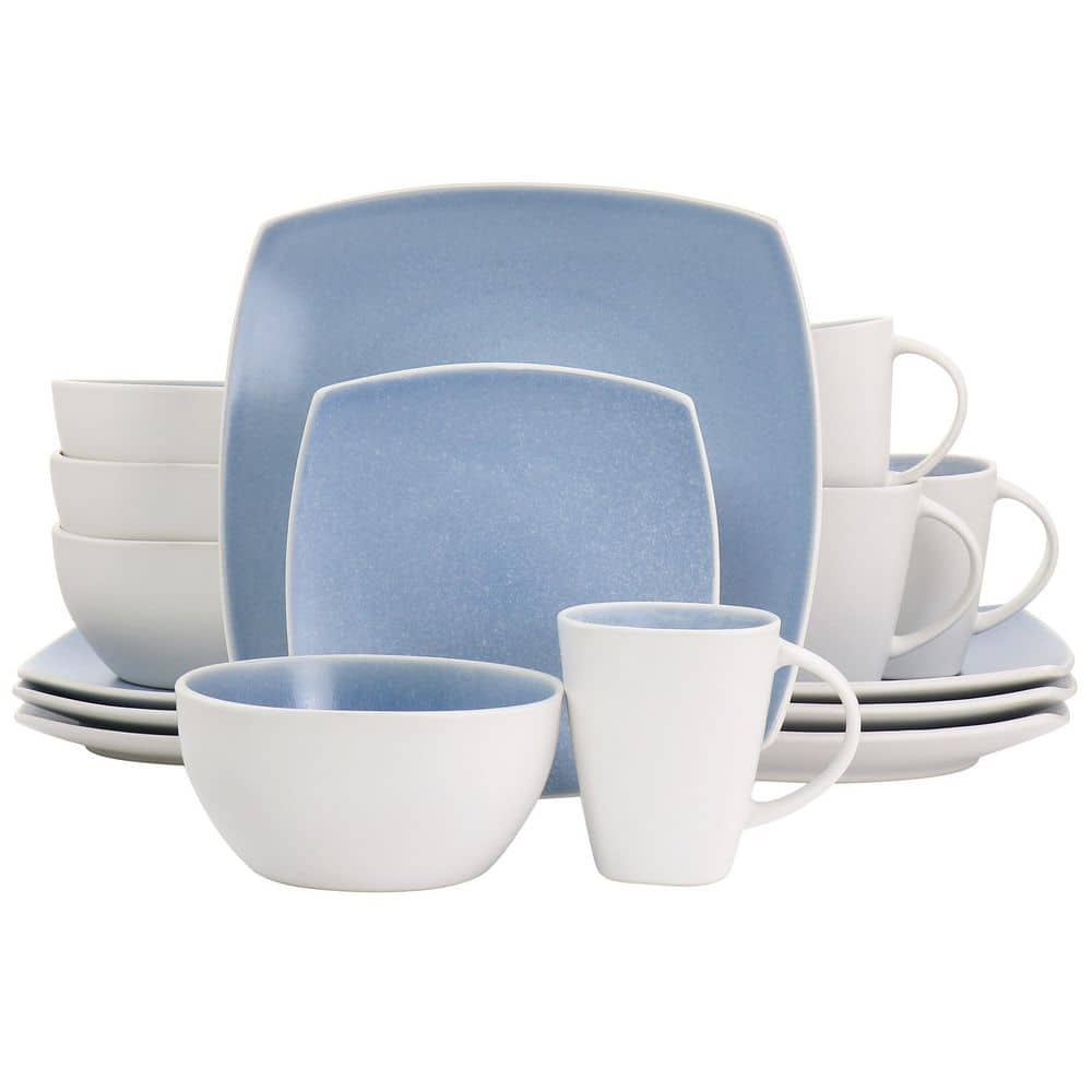 16 Piece Service For 4 Reactive Glaze Stoneware Dinnerware Set in Light Blue price history on PriceWatchPro