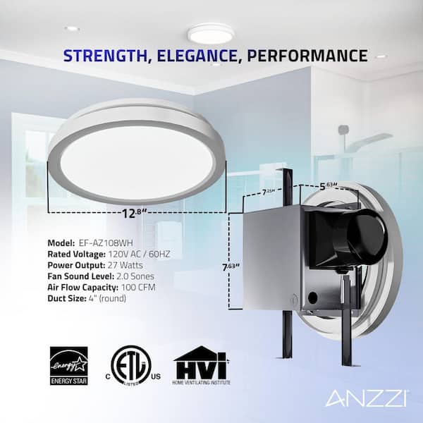 ANZZI Twilight Series 100 CFM Ceiling Mount Bathroom Exhaust Fan