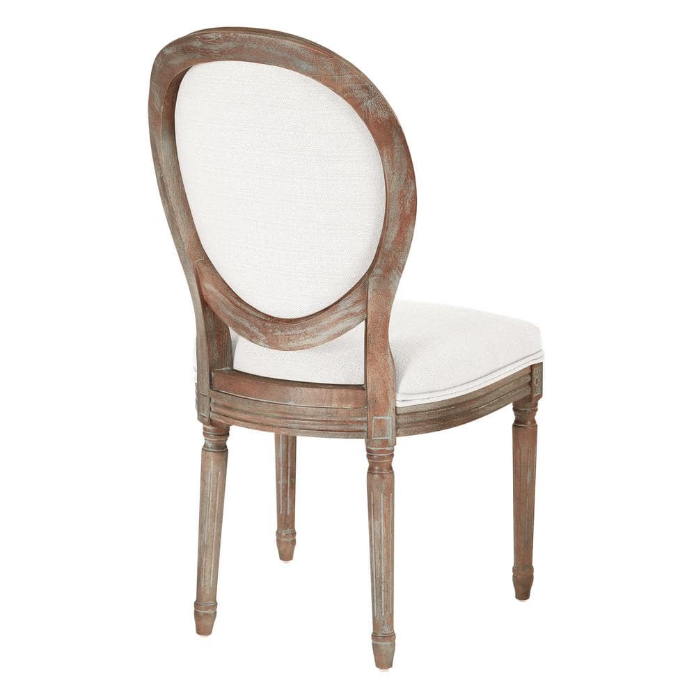 Beige Linen Upholstered Traditional Side Chair with Wood Frame
