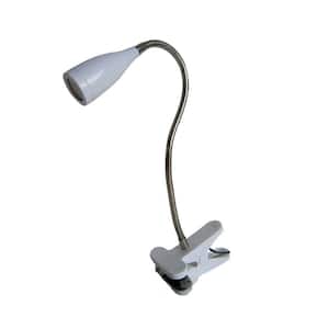 17.7 in. White Flexible Gooseneck LED Clip Light Desk Lamp