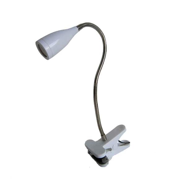 Simple Designs 17.7 in. White Flexible Gooseneck LED Clip Light Desk Lamp