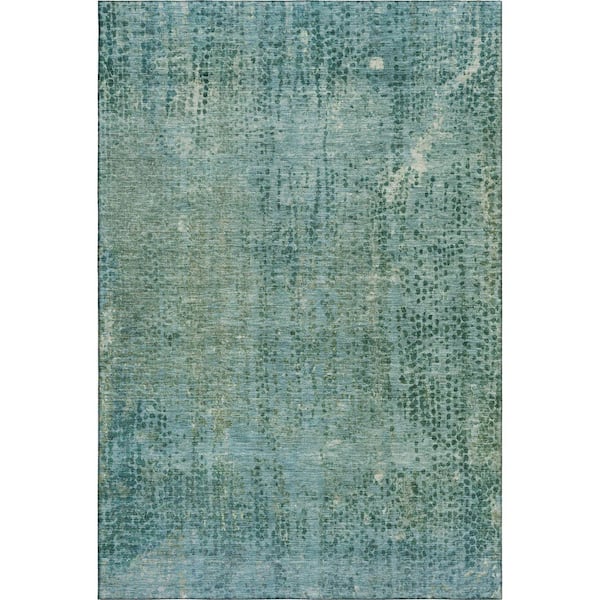 Mayfield Premium Machine Washable Abstract AMF2088 Teal 3 ft. x 5 ft. Area Rug