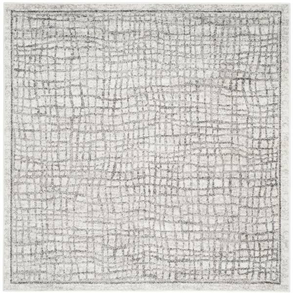 SAFAVIEH Adirondack Silver/Ivory 4 ft. x 4 ft. Square Abstract Area Rug
