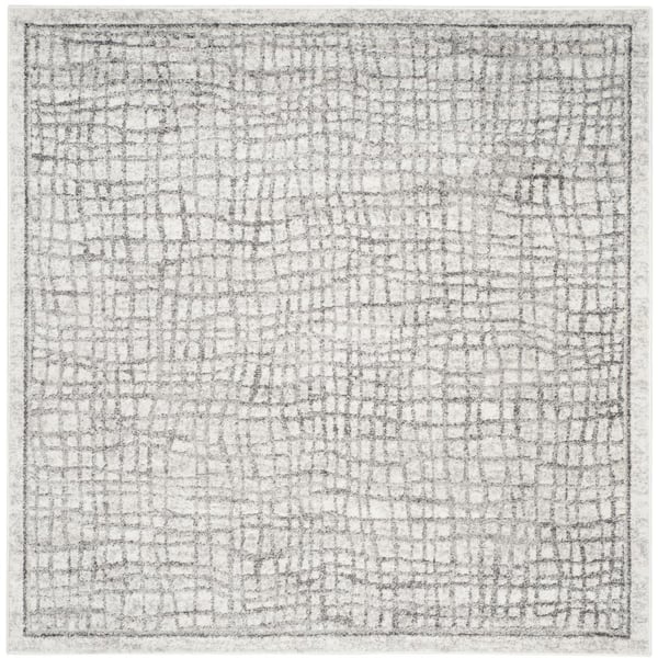 SAFAVIEH Adirondack Silver/Ivory 6 ft. x 6 ft. Square Abstract Area Rug