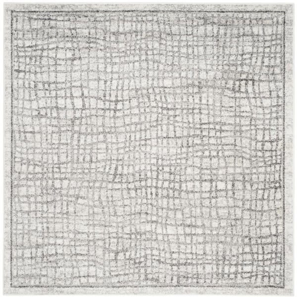 SAFAVIEH Adirondack Silver/Ivory 8 ft. x 8 ft. Square Abstract Area Rug