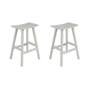 Franklin Sand 29 in. Poly HDPE Fade Resistant Outdoor Patio Saddle Seat Pub Height Bar Stool (Set of 2)