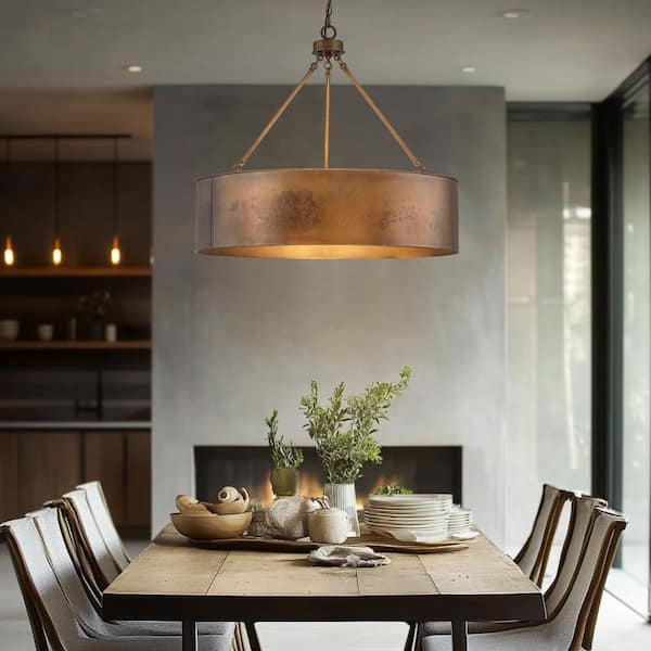 Trent 30 in. 5-Light Antique Bronze Drum Chandelier