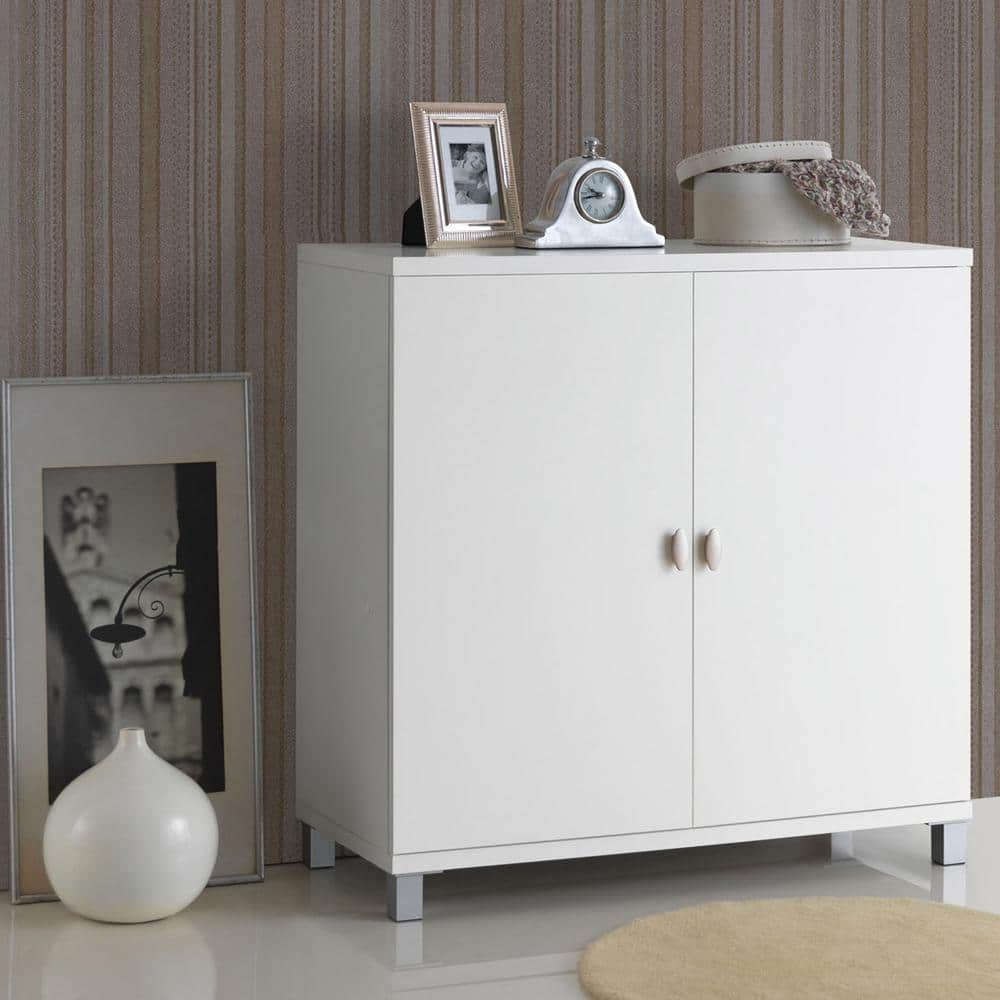 White Modern Adjustable Shelving Buffet Sideboard