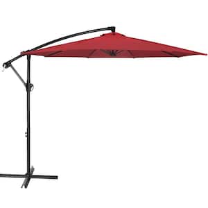 10 ft. Aluminum Offset Cantilever Tilt Patio Umbrella in Red