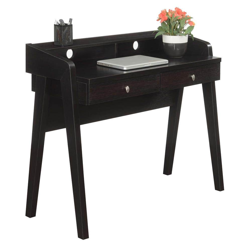Espresso 42" Wood Desk with Drawers and Shelf