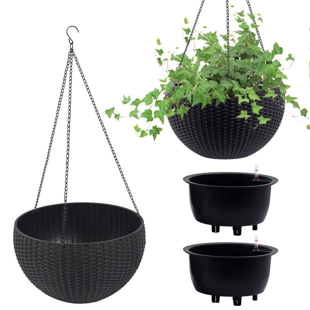 13.4 in. Polypropylene Hanging Basket, Root-Rot Resistant Water Storage With Water Level Indicator For Decoration price history on PriceWatchPro