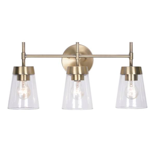Kenroy Home Delgado 3-Light Antique Brass Bathroom Vanity Light