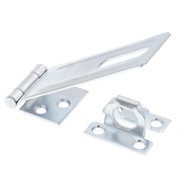 Door and Gate Safety Hasp Hinge Latch with Fixed Staple 4-3/8 inch with Screws Zinc Plated (Single Pack)