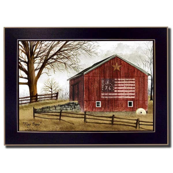HomeRoots Charlie Flag Barn Picture 1-Piece Picture Frame Wall Art 10 in. x 14 in.