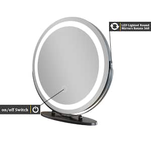 18.9 in. W x 18.9 in. H LED Round Framed White Make Up Mirror Table Dresser Mirror