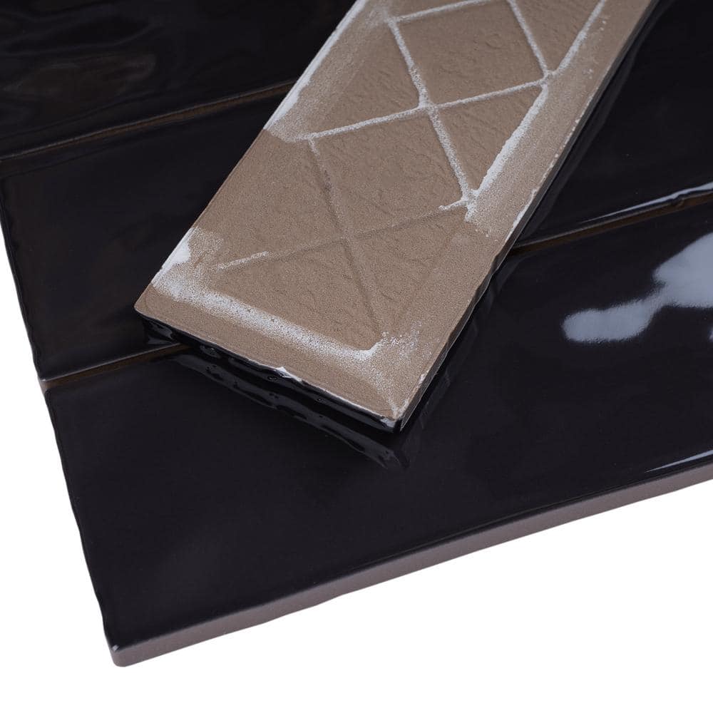 Noir Black Glossy Porcelain Rectangular Wall Tile
