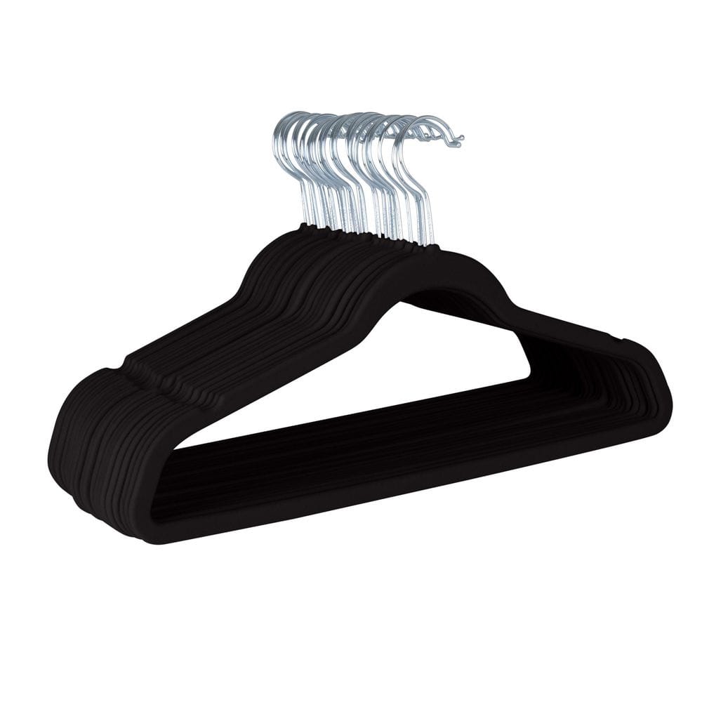 Slim Velvet, Non Slip Suit Clothes Hangers, Pack of 100, Black