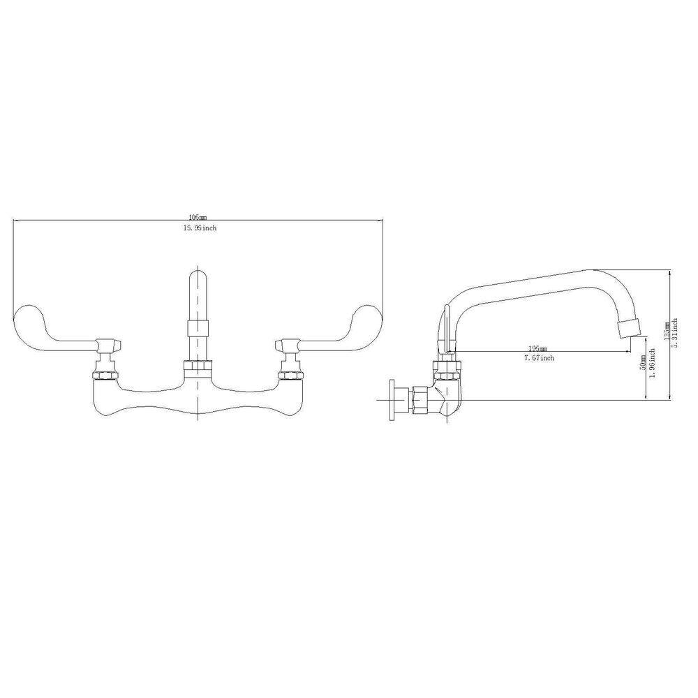 Polished Chrome Double Handle Wall Mount Kitchen Faucet