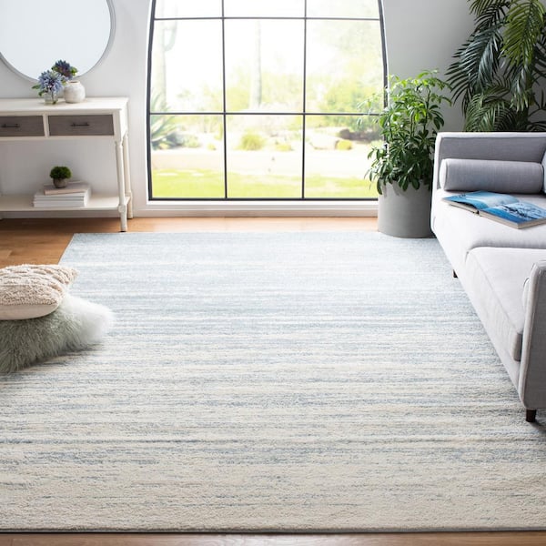 Adirondack Slate/Cream 12 ft. x 18 ft. Solid Color Striped Area Rug