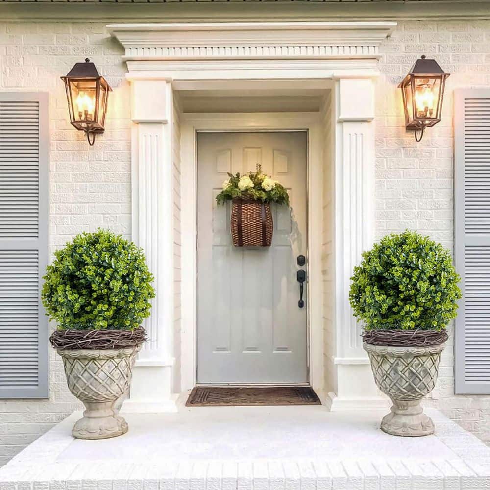 23.6 Inch 4Pcs Artificial Topiary Trees with Ground Spike for