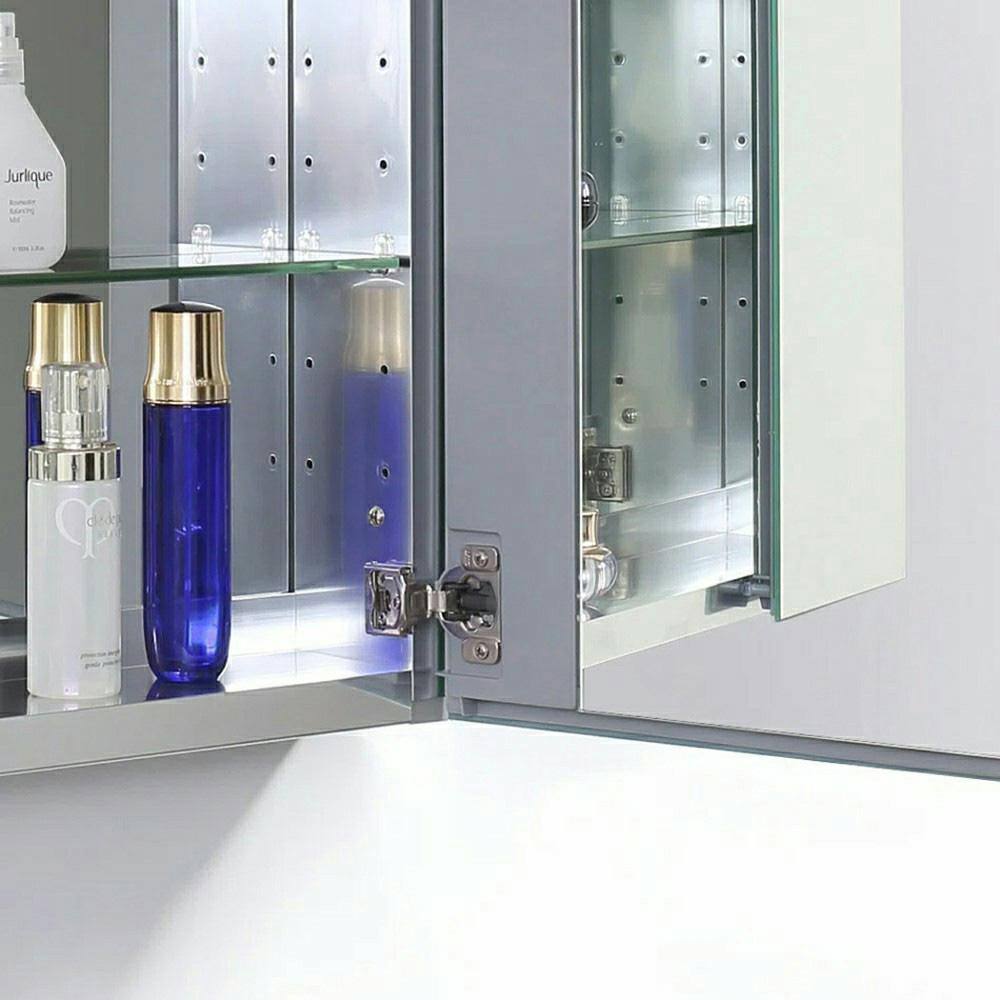 Modern 59" Wide Frameless Rectangular Bathroom Medicine Cabinet with Mirrored Finish