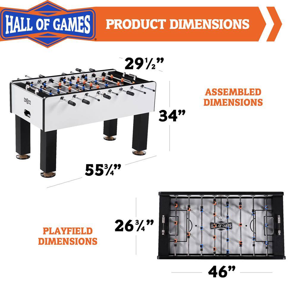 Phoenix 56'' White and Black Foosball Table with Engineered Wood Frame
