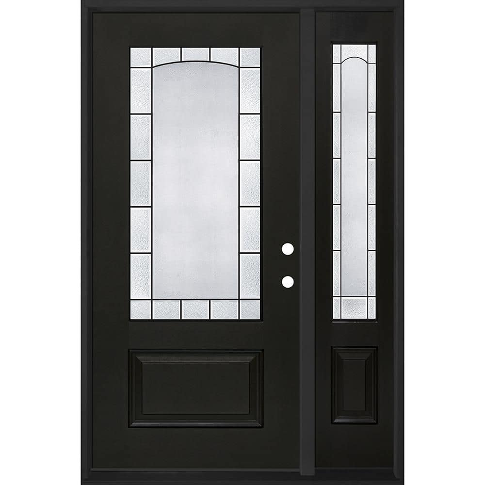 Regency 53 in. x 80 in. 3/4L Empire Decorative Glass LHIS Onyx Mahogany Fiberglass Prehung Front Door w/14in-SL4-9/16 price history on PriceWatchPro