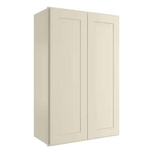 White Painted Shaker Style Ready to Assemble Wall Cabinet 2 Door Stock Kitchen Cabinet(24 in. W x 42 in. H x 12 in. D)