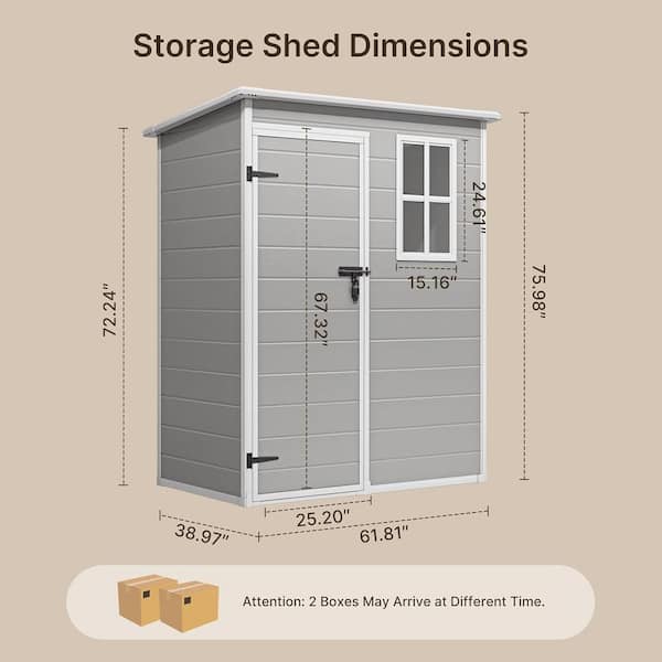 Lofka 5 ft. W x 3 ft. D Outdoor Plastic Storage Shed, Outside