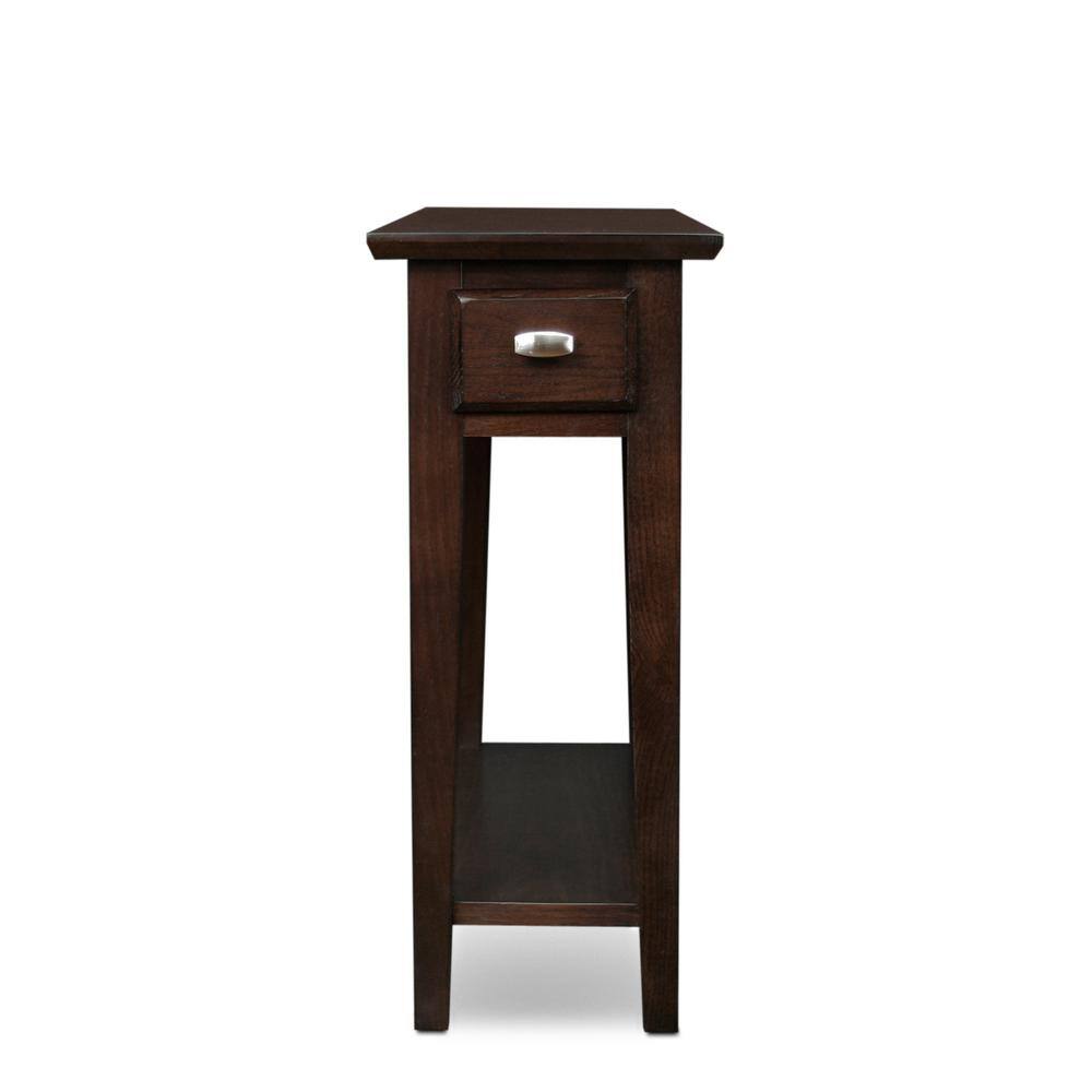 Chocolate Oak Round Side Table with Glass Top