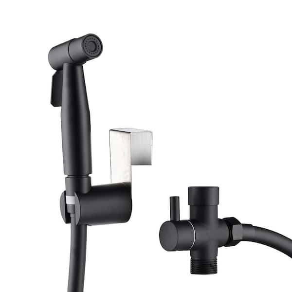 Boyel Living Single-Handle Bidet Faucet with Sprayer Holder, Solid Brass T-Valve and Flexible Hose in Brushed Black