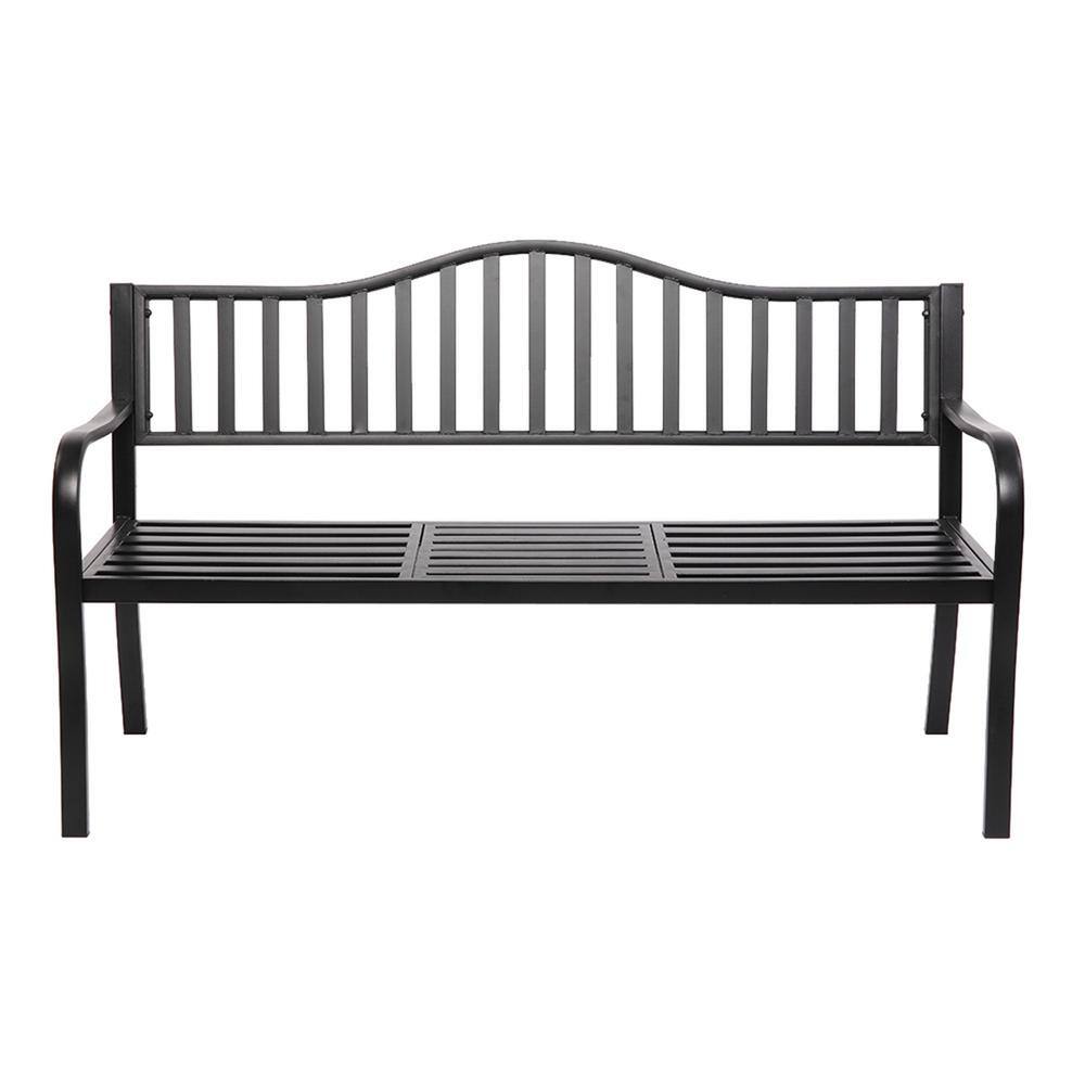 59.06 in. 3-Person Metal Outdoor Bench with Lift Tea Table