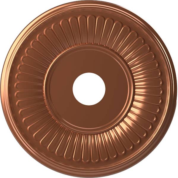 Ekena Millwork 19" OD x 3-1/2" ID x 1" P Berkshire Thermoformed PVC Ceiling Medallion (Fits Canopies up to 8-3/8"), Bright Coat Copper
