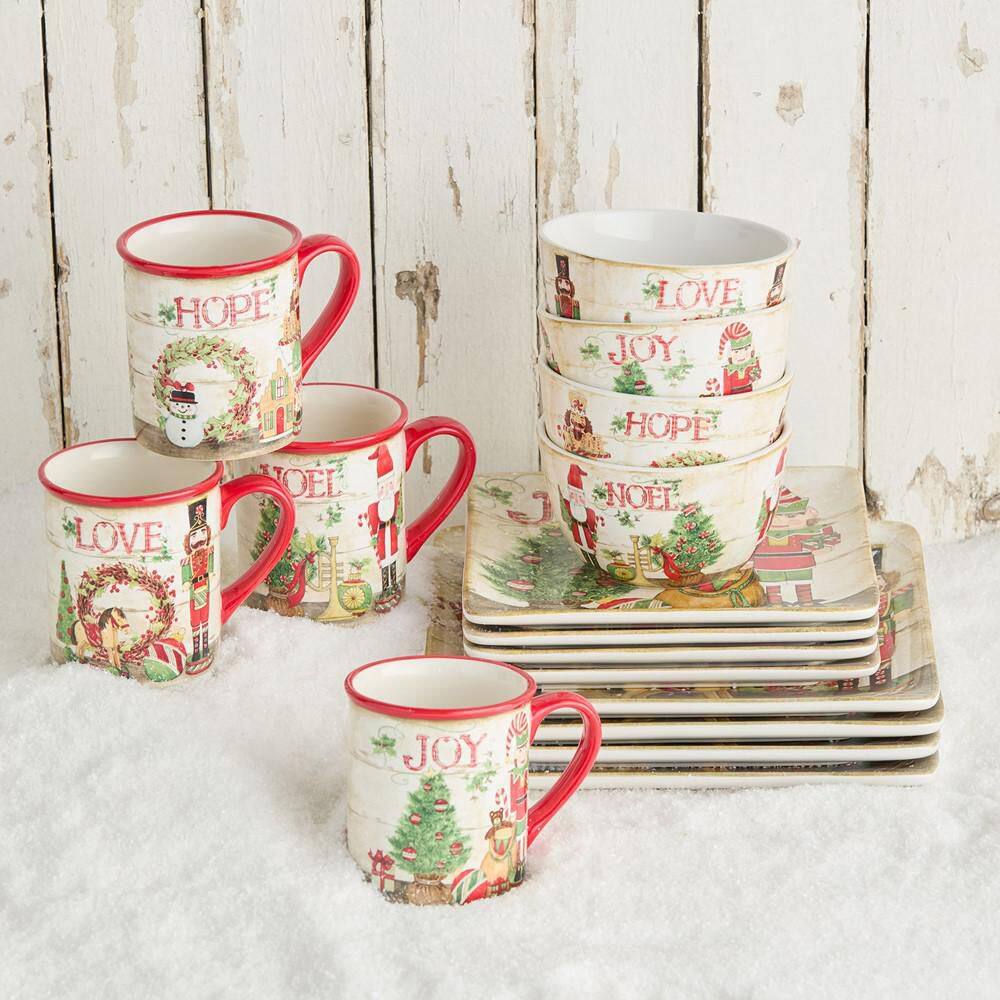 Nutcracker Parade 16-Piece Ceramic Assorted Colors Dinnerware Set (Service Set for 4) price history on PriceWatchPro
