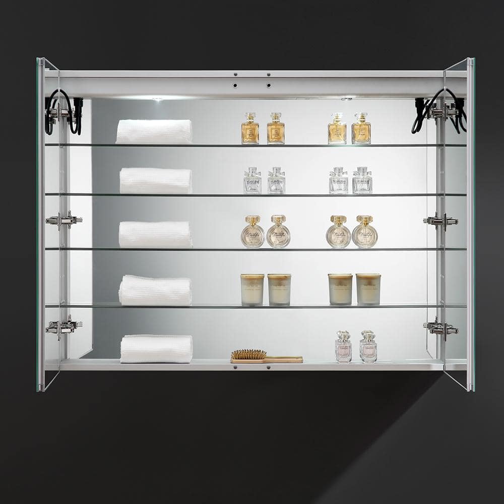 Elegant 48"x36" Frameless Aluminum Medicine Cabinet with LED & Defogger