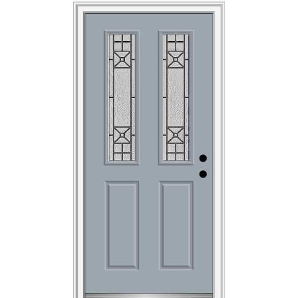 MMI DOOR 36 in. x 80 in. Courtyard Left-Hand 2-Lite Decorative Painted Fiberglass Smooth Prehung Front Door on 4-9/16 in. Frame