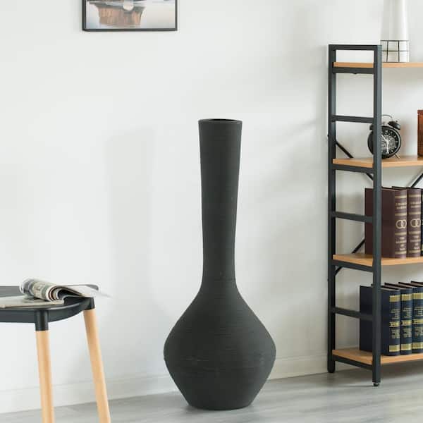 2 Pieces 22.4 Resin Tall Floor Vase Set Modern Decor Art Living Room in  Black & White