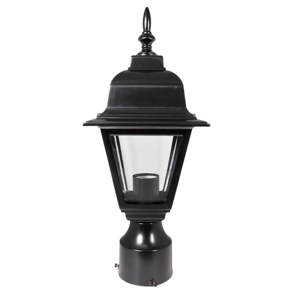 Maple Street Black Outdoor Post Light with Clear Glass