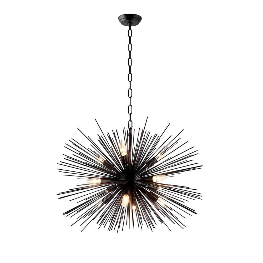 Astra 12-Light Sputnik Black Sphere Satellite Sci-Fi Chandelier Pendant