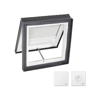 34-1/2 in. x 34-1/2 in. Venting Curb Mount Skylight w/ Laminated LowE3 Glass & White Solar Powered Light Filtering Blind