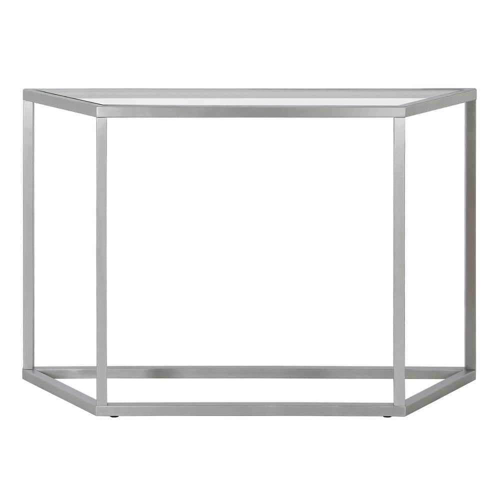 Levi Streamlined 44'' Silver Metal & Glass Console Table with Storage