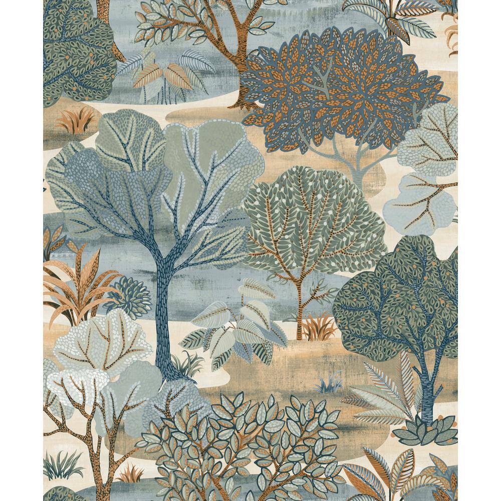 Blue Jungle Forest Tropical Non-Pasted Textured Wallpaper