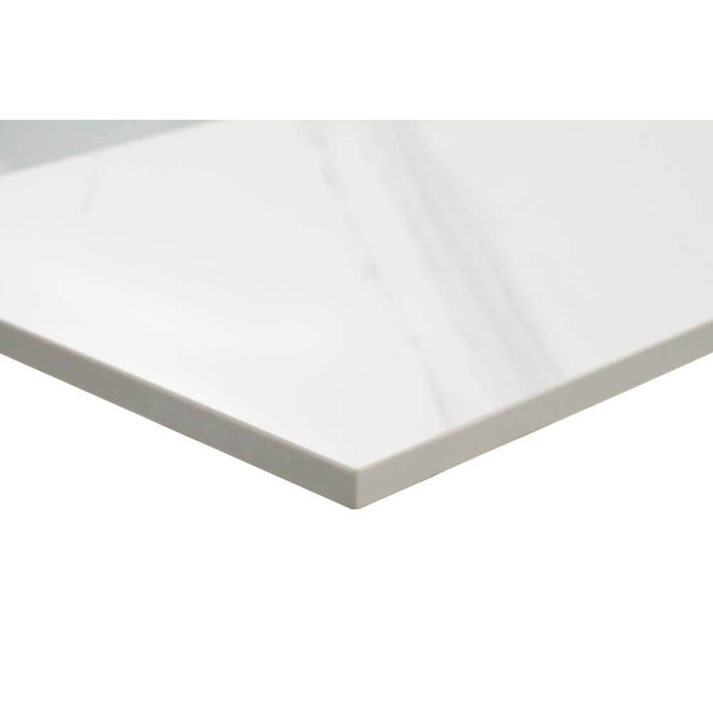 Calacatta Lumas 49-Inch White Marble Vanity Top with Single Sink