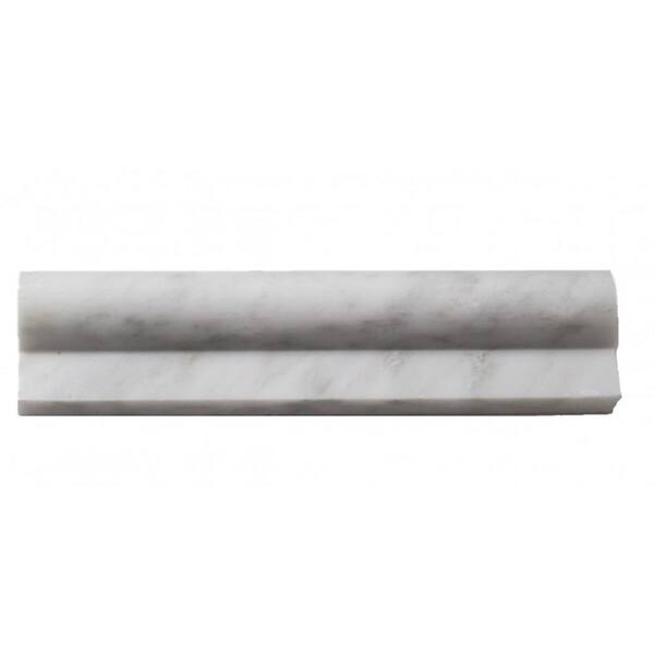 Ivy Hill Tile Brushed Asian Statuary 2 in. x 8 in. Honed Marble Chair Rail Trim Tile