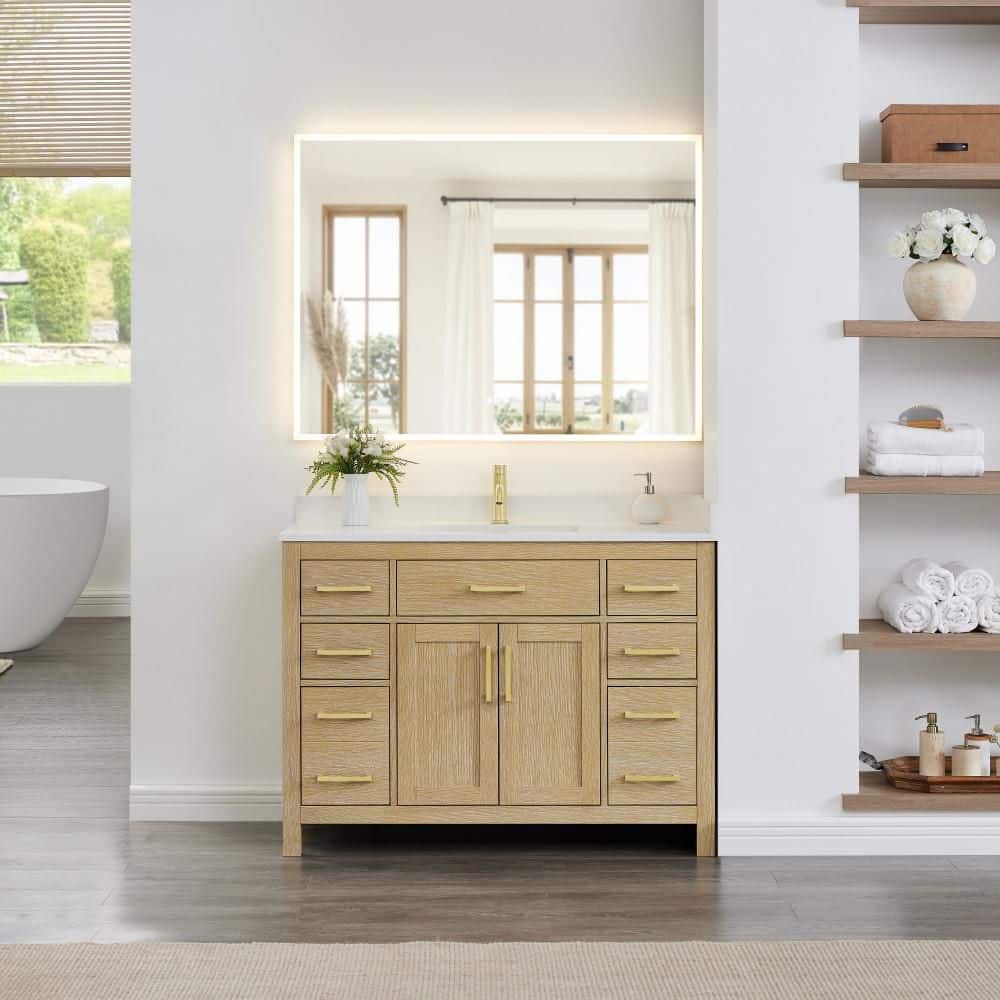 Beckett 48 in. Single Freestanding Whitewashed Oak Bath Vanity with Top price history on PriceWatchPro