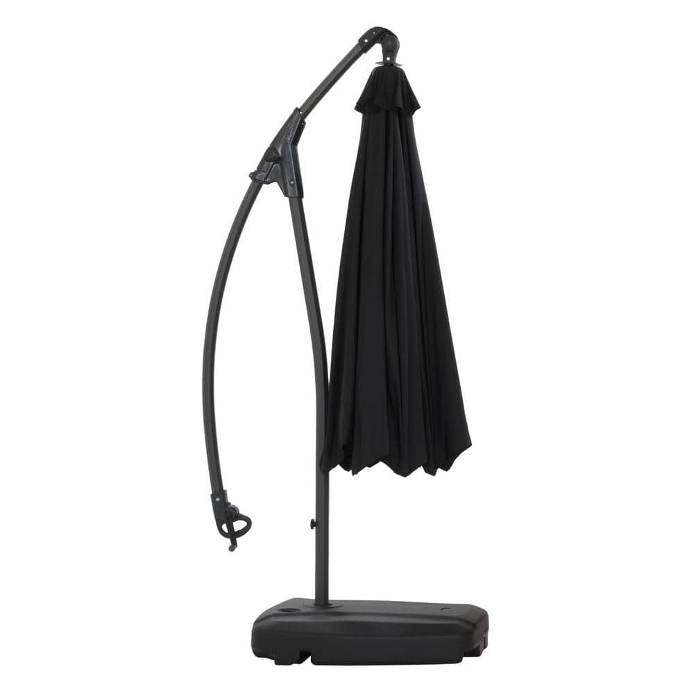 9.5 ft Black Polyester Cantilever Patio Umbrella with Aluminum Pole
