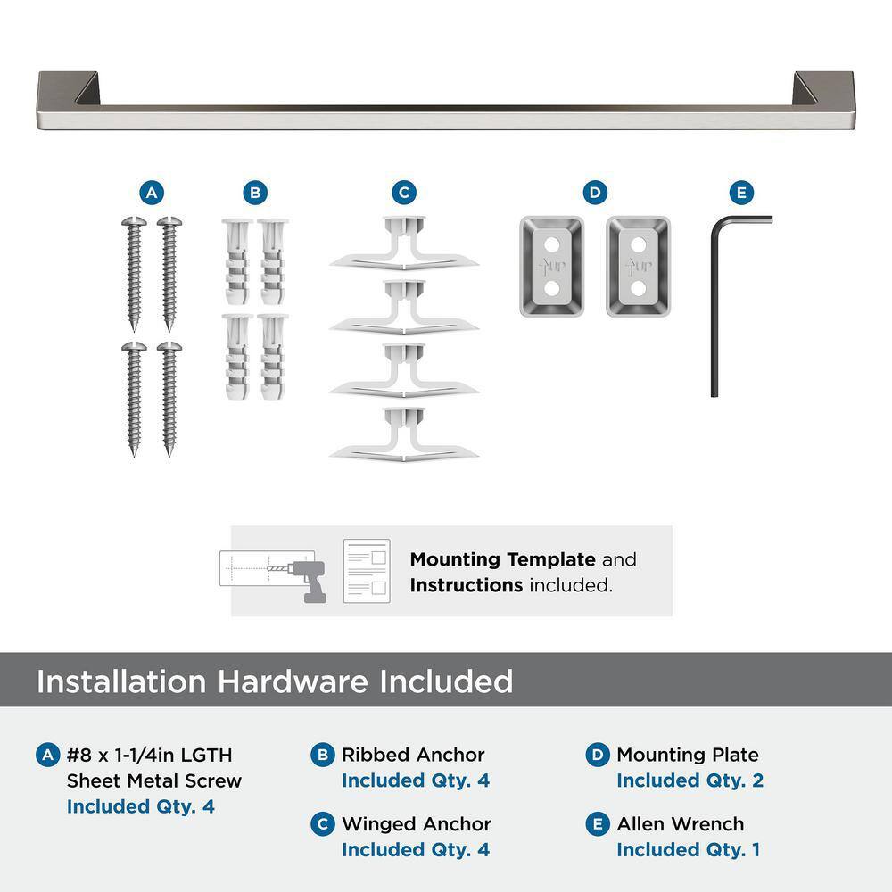 Brushed Nickel 24-Inch Wall Mounted Towel Bar